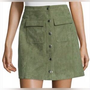 NWT I HEART RONSON Olive Green Faux Suede Military Straight Pencil Skirt Size XL